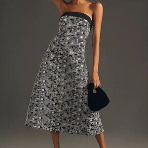 Maeve Black and White Floral Midi Dress